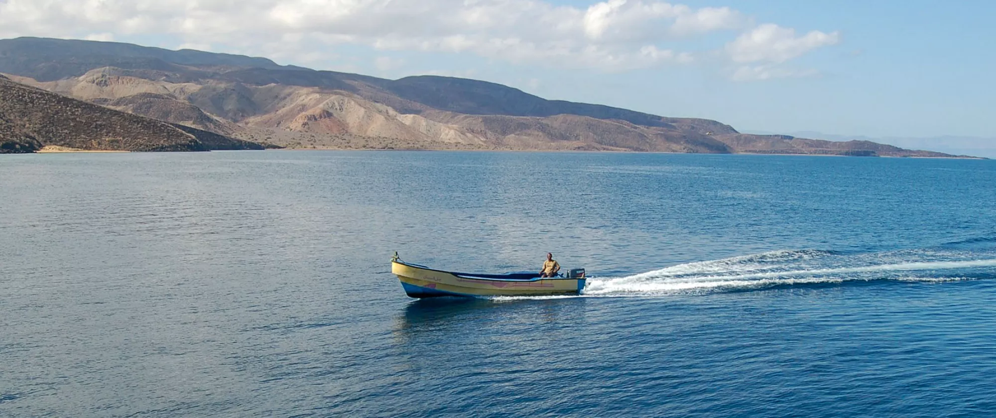 Man on a boat on the seas near Djibouti